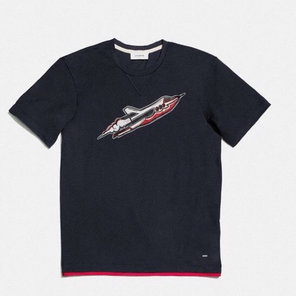New Coach rocket spaceship space shuttle graphic printed short sleeve t-shirt